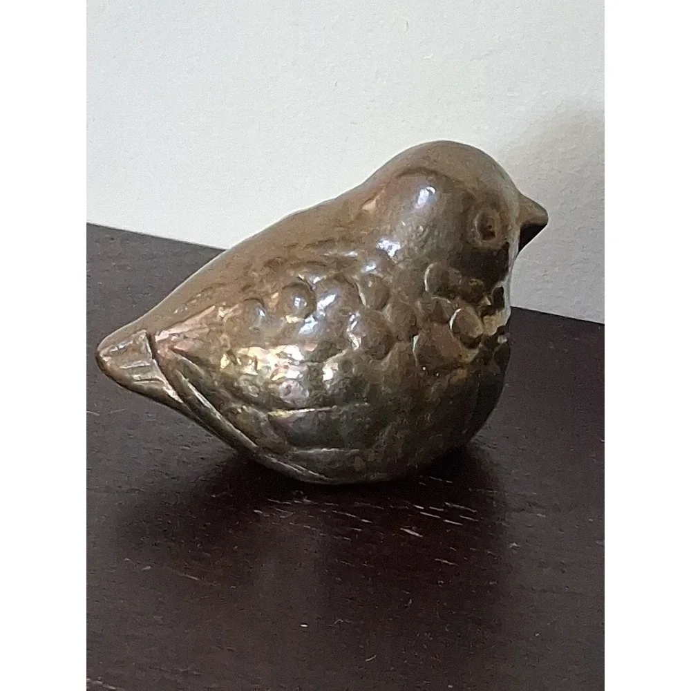 MCM Vintage Brass Finch Bird Swallow Brass Figurine Paperweight 3